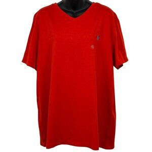Ralph Lauren Polo Red V-Neck Tee Shirt Large L Cotton Men Short Sleeve NWOT New